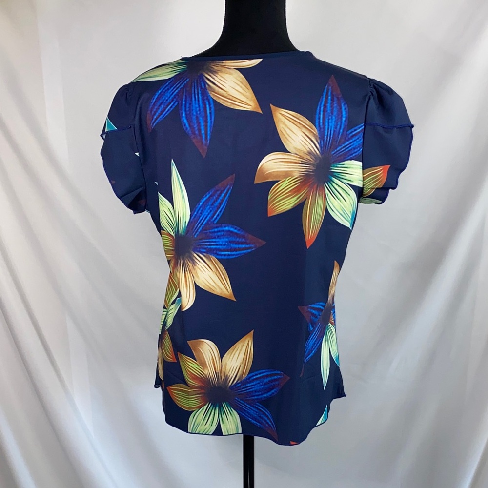Tropical Floral Layered Women's Top Large - Picture 7 of 9